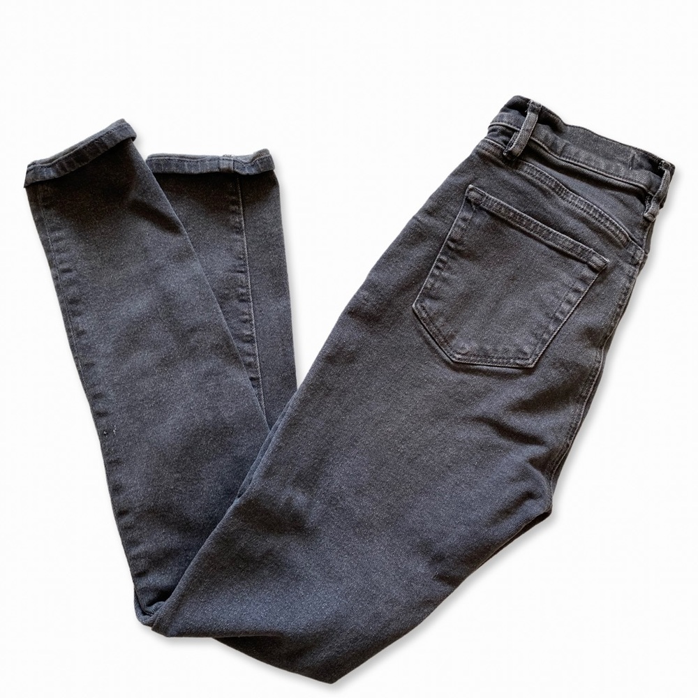 Loft High Waist Button Fly Skinny Grey Colored Denim Jeans Size 25